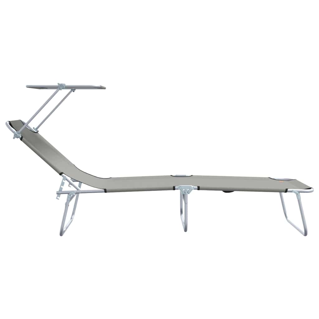 Sun Lounger Folding 2-person 2 pcs Grey 58 x 188 x 77cm Fabric
