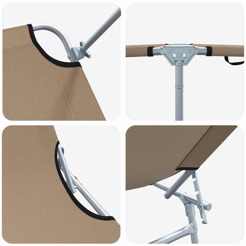 Sun Lounger Folding 2-person 2 pcs Taupe 58 x 188 x 77cm Fabric