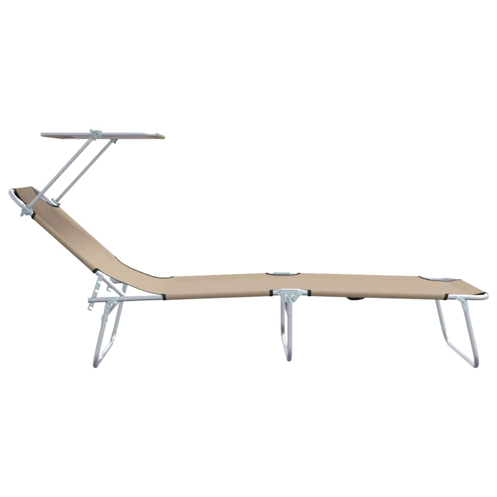 Sun Lounger Folding 2-person 2 pcs Taupe 58 x 188 x 77cm Fabric