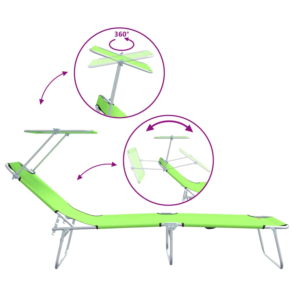 Sun Lounger Folding 2-person 2 pcs Green 58 x 188 x 77cm Fabric