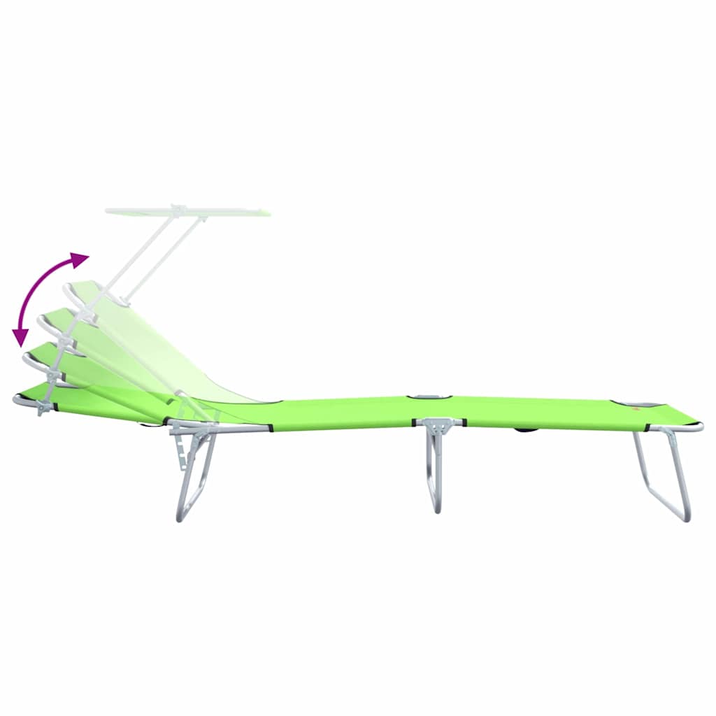 Sun Lounger Folding 2-person 2 pcs Green 58 x 188 x 77cm Fabric