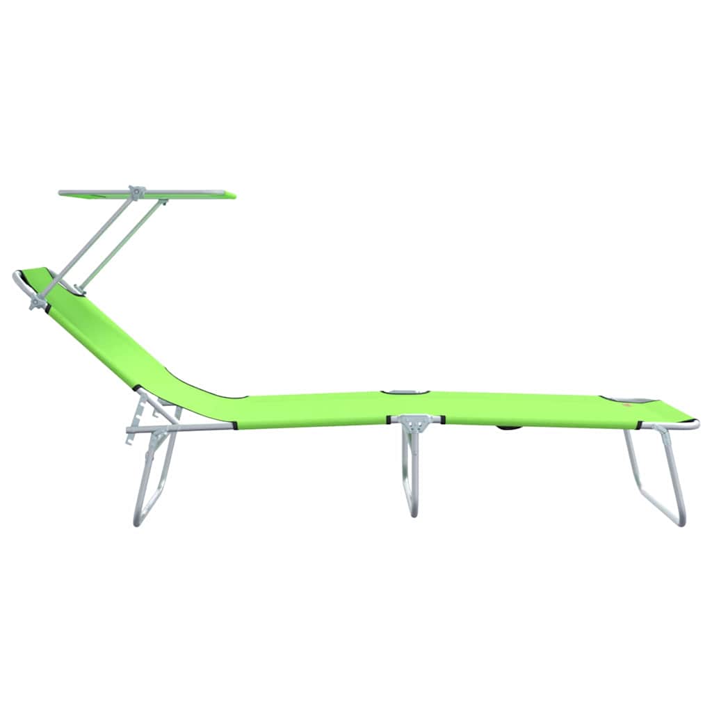 Sun Lounger Folding 2-person 2 pcs Green 58 x 188 x 77cm Fabric