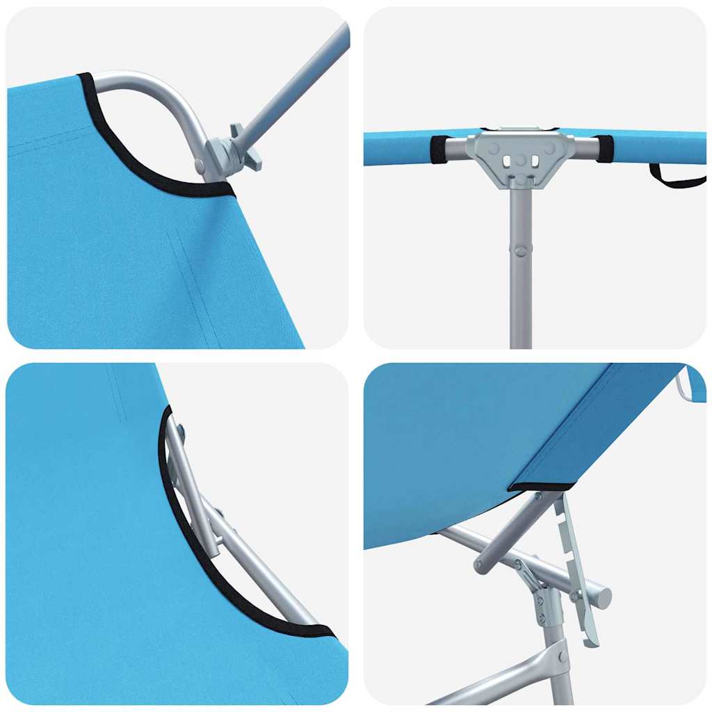 Sun Lounger Folding 2-person 2 pcs Blue 58 x 188 x 77cm Fabric