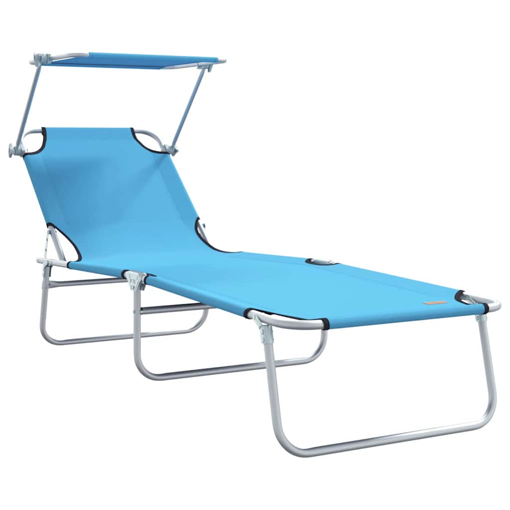 Sun Lounger Folding 2-person 2 pcs Blue 58 x 188 x 77cm Fabric