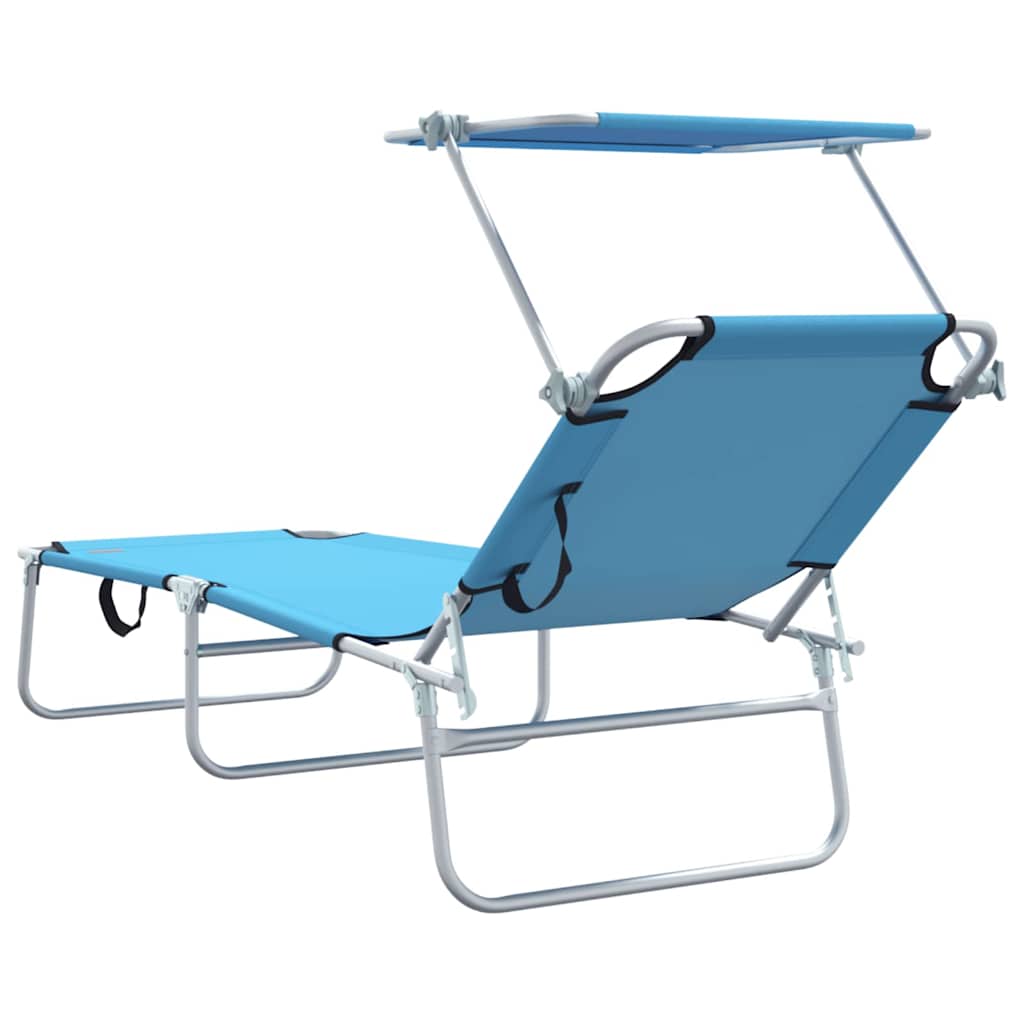 Sun Lounger Folding 2-person 2 pcs Blue 58 x 188 x 77cm Fabric