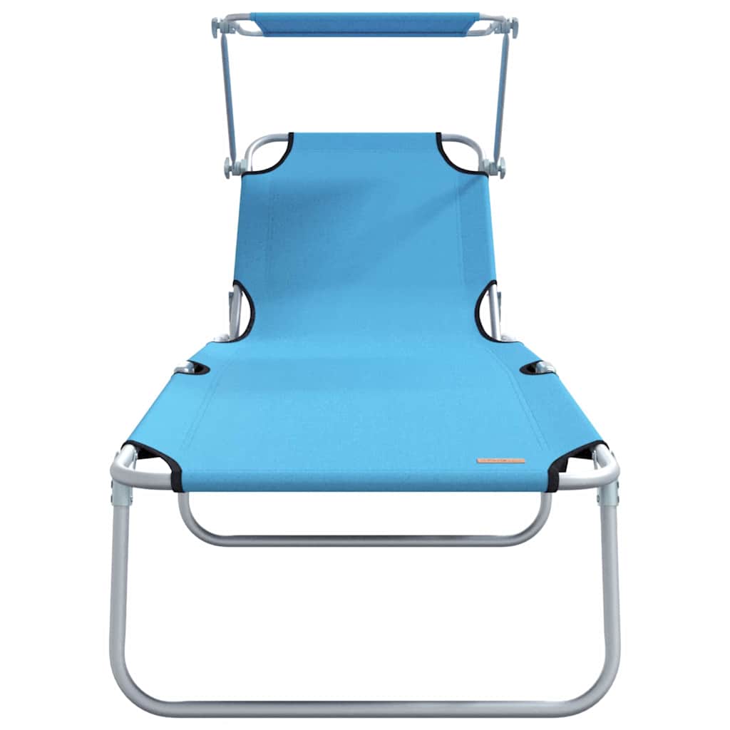 Sun Lounger Folding 2-person 2 pcs Blue 58 x 188 x 77cm Fabric