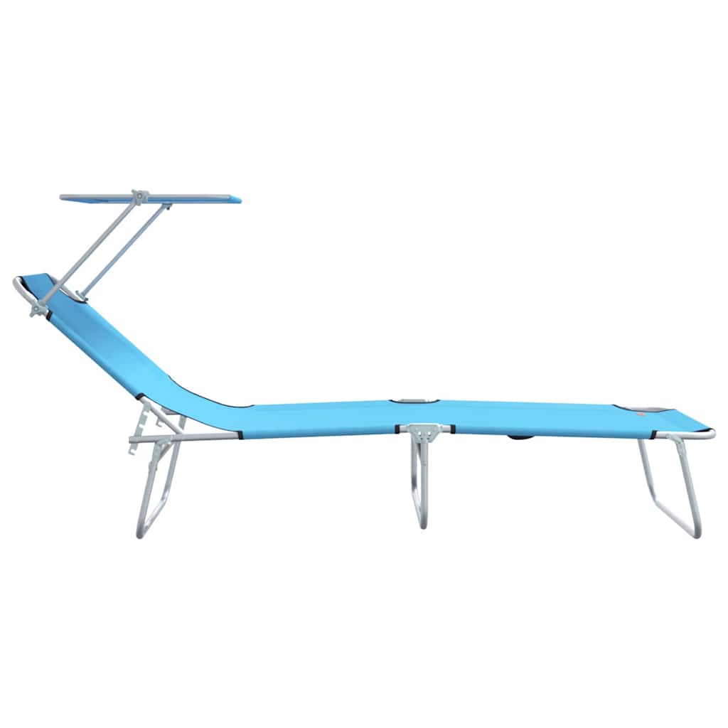 Sun Lounger Folding 2-person 2 pcs Blue 58 x 188 x 77cm Fabric
