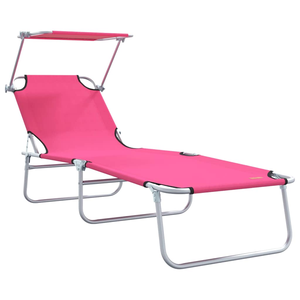Sun Lounger Folding 2-person 2 pcs Pink 58 x 188 x 77cm Fabric
