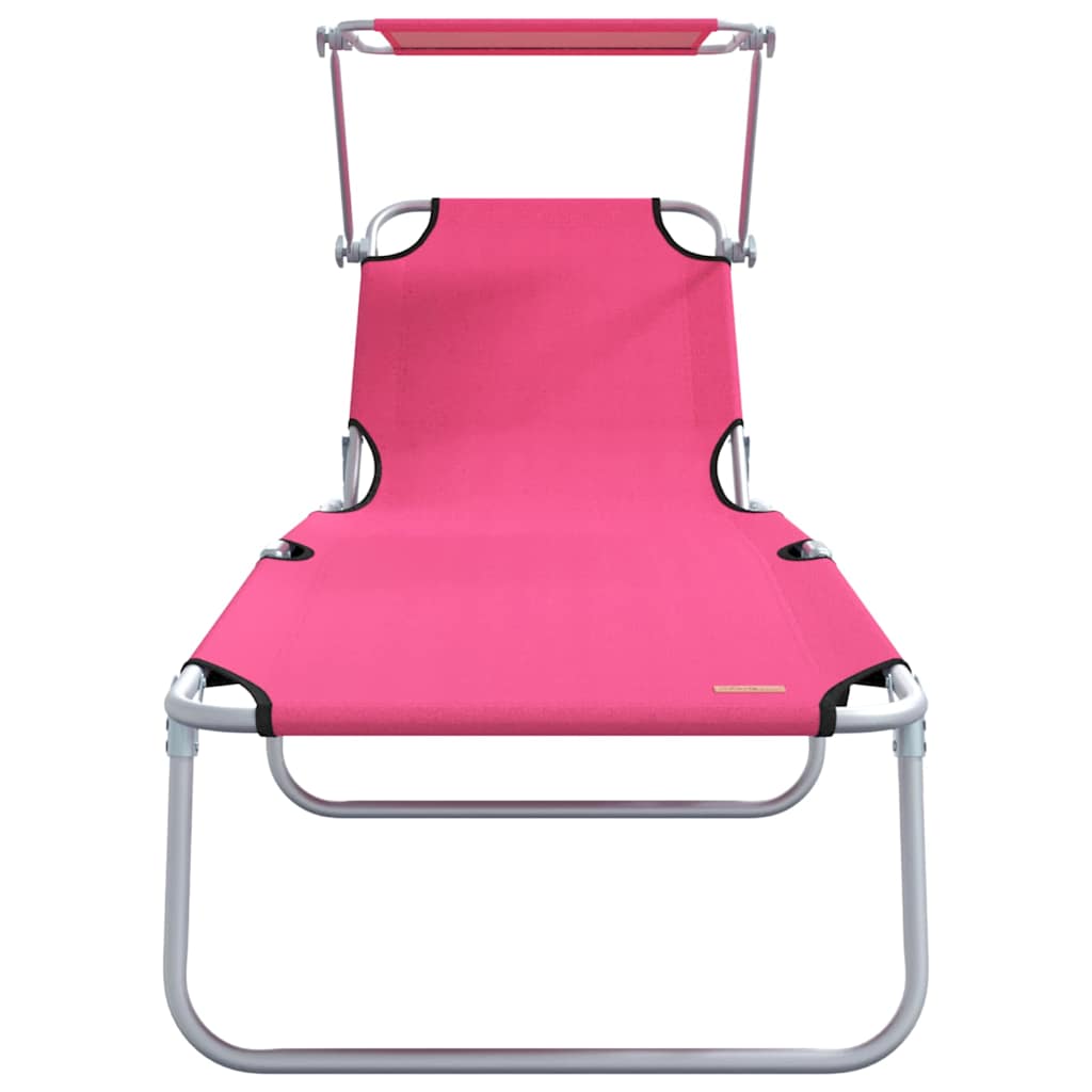 Sun Lounger Folding 2-person 2 pcs Pink 58 x 188 x 77cm Fabric