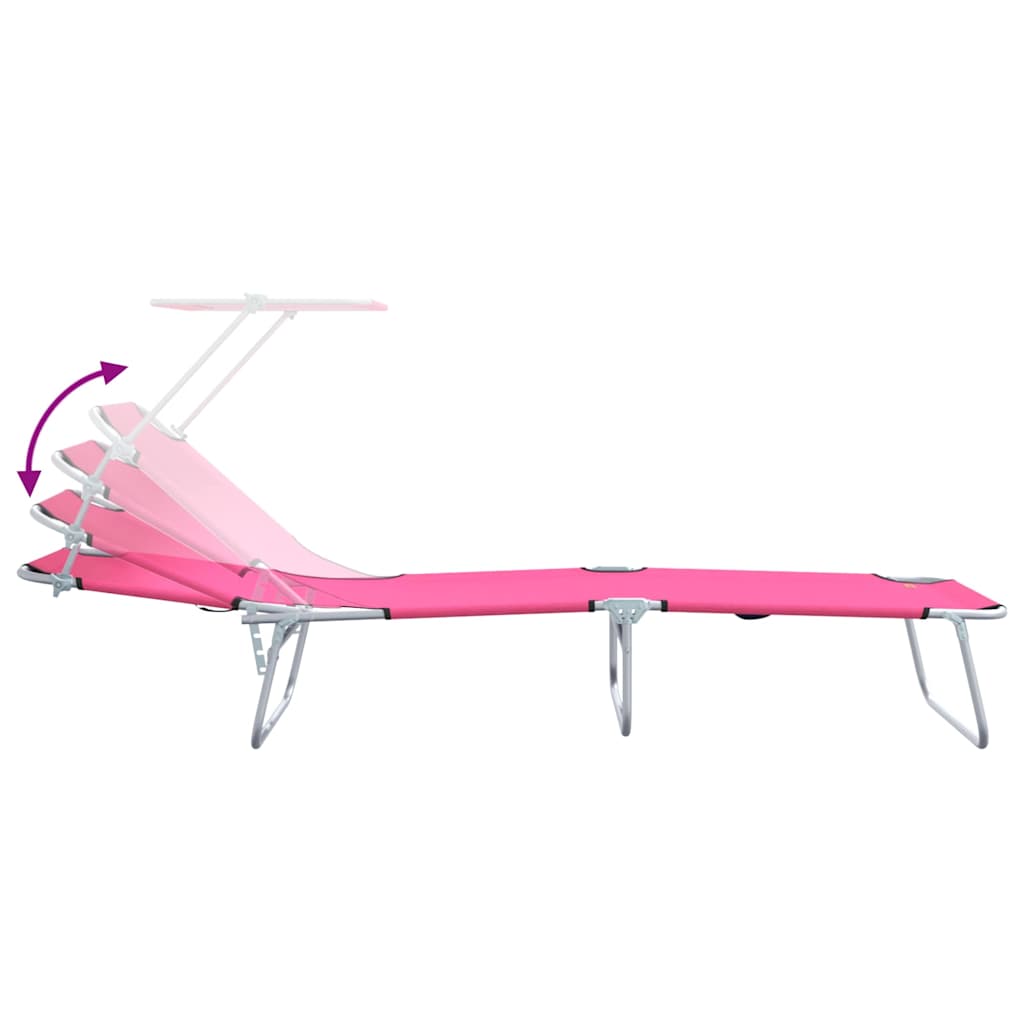 Sun Lounger Folding 2-person 2 pcs Pink 58 x 188 x 77cm Fabric