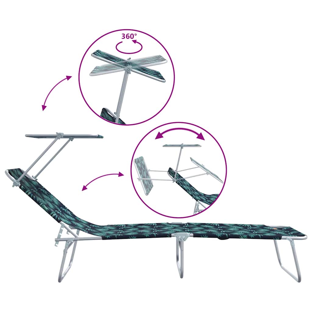 Sun Lounger Folding 2-person 2 pcs Green 58 x 188 x 77cm Fabric