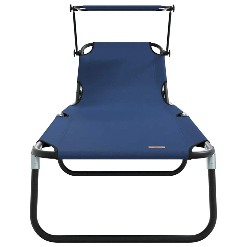 Folding Sun Lounger Folding Blue 56 x 190 x 81cm Fabric