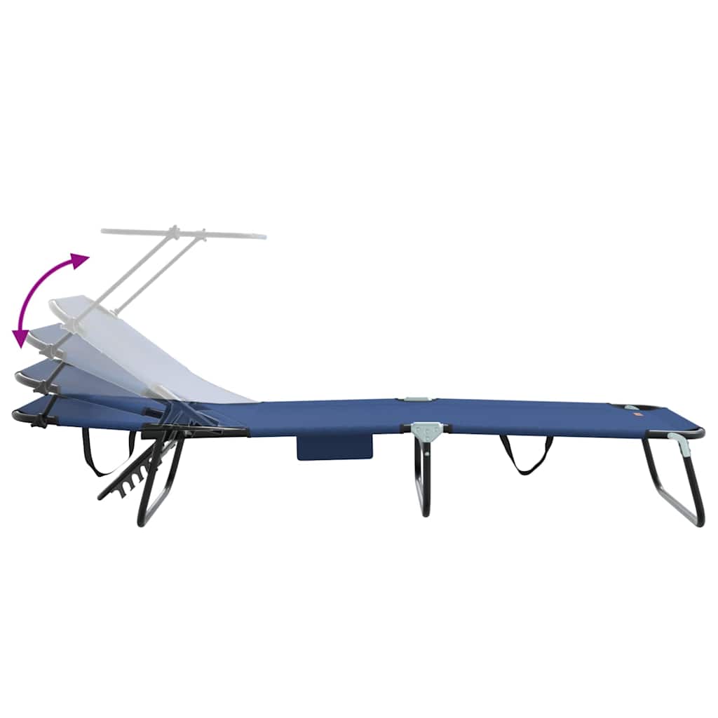 Folding Sun Lounger Folding Blue 56 x 190 x 81cm Fabric