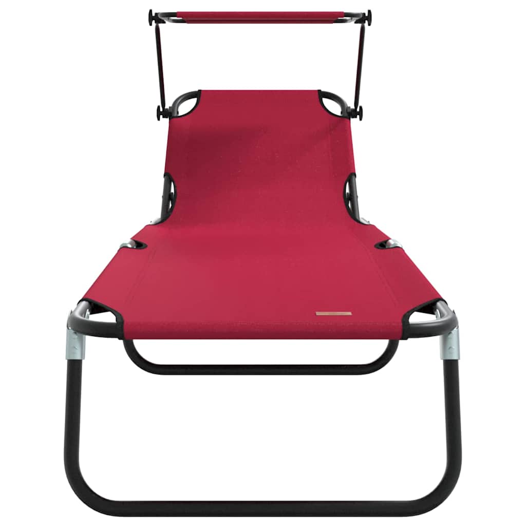 Folding Sun Lounger Folding 1-person Red 56 x 190 x 81cm Fabric