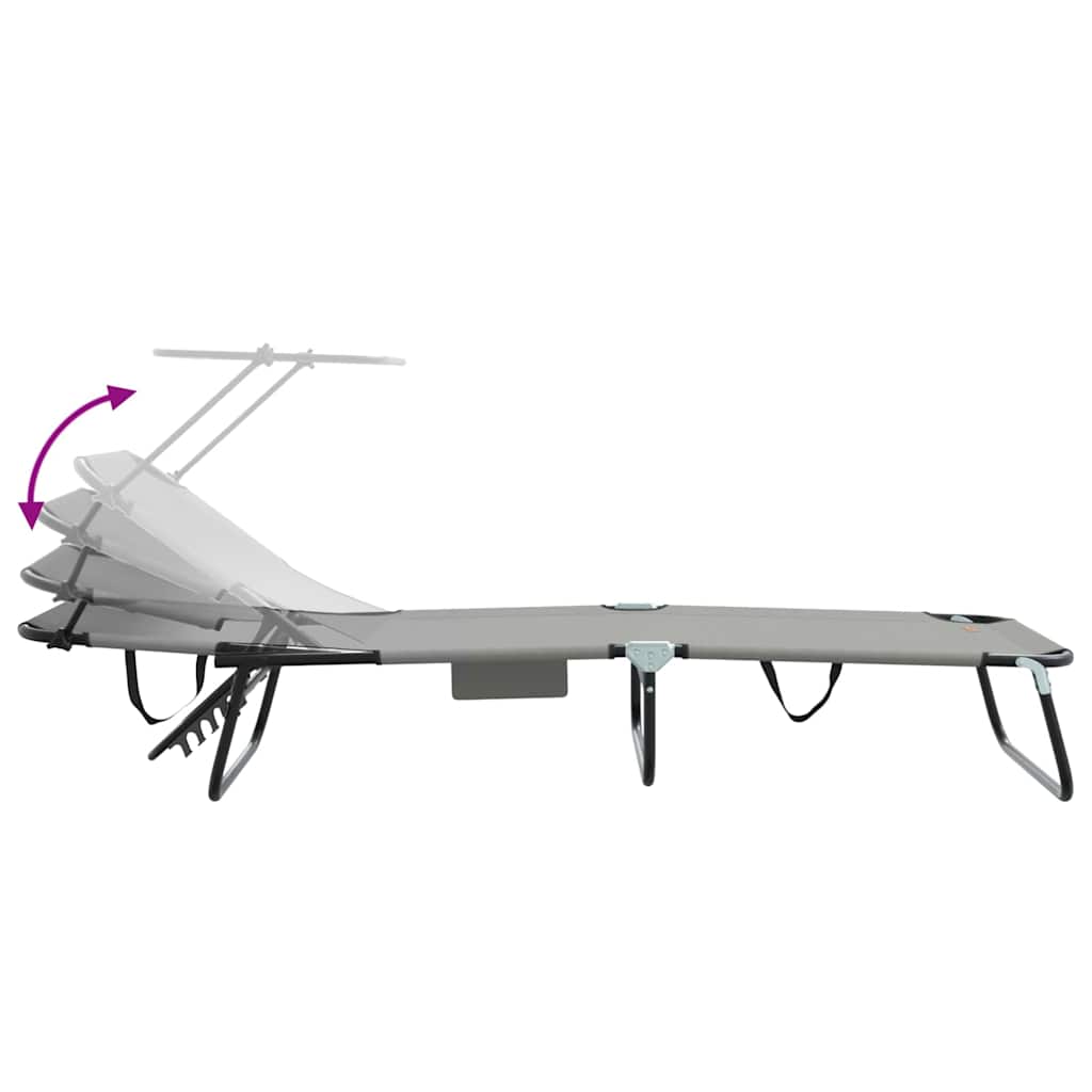 Folding Sun Lounger Folding Grey 56 x 190 x 81cm Fabric