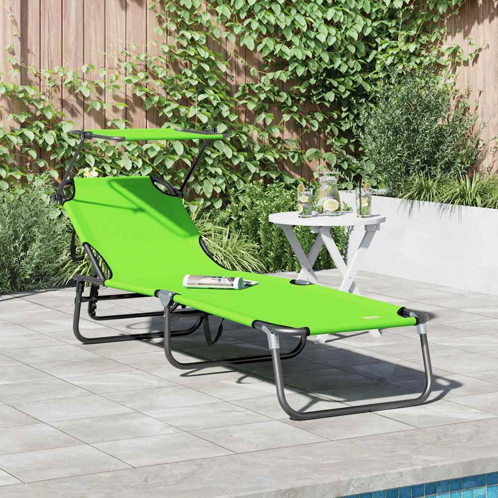 Folding Sun Lounger Folding Green 56 x 190 x 81cm Fabric