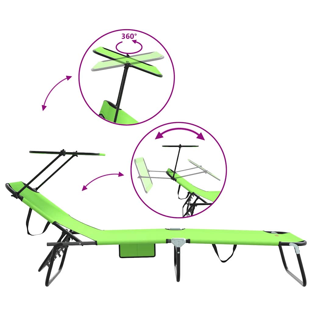 Folding Sun Lounger Folding Green 56 x 190 x 81cm Fabric