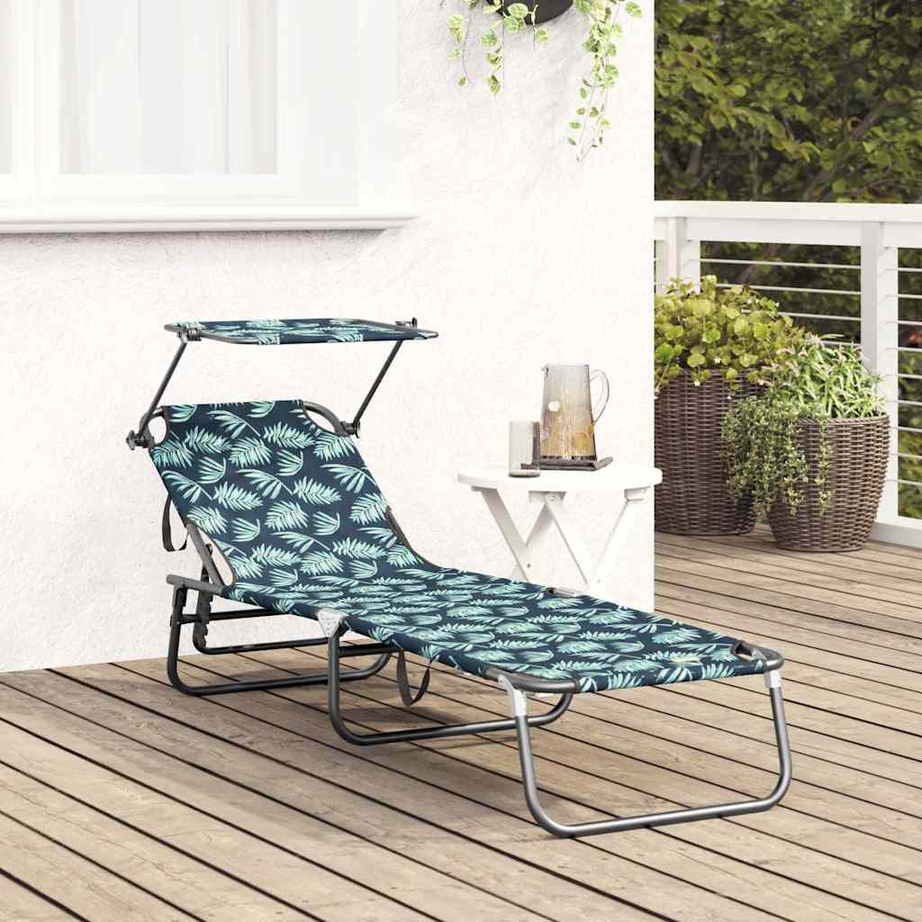Folding Sun Lounger Folding Green 56 x 190 x 81cm Fabric