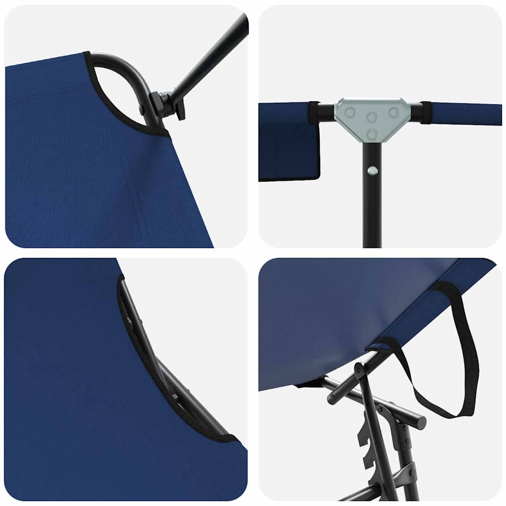Folding Sun Lounger Folding 2 pcs Blue 56 x 190 x 81cm Fabric