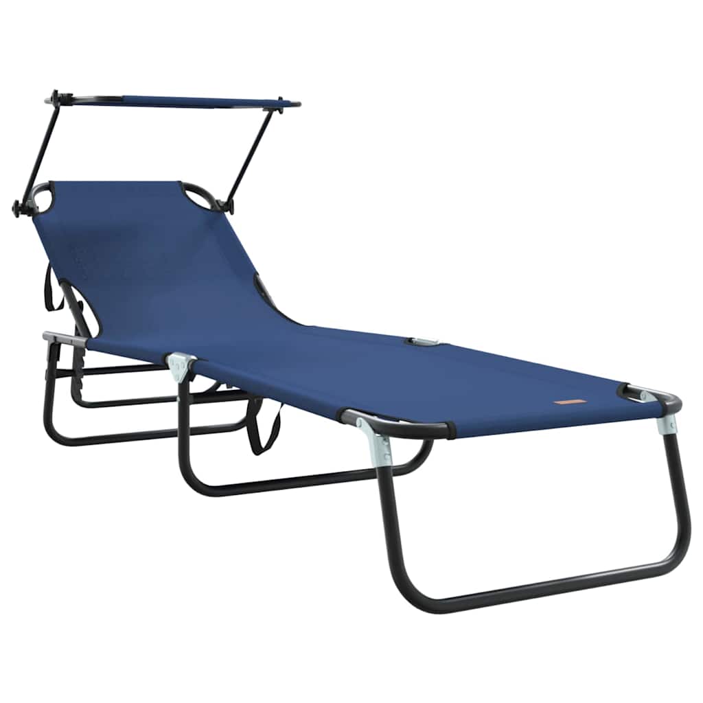 Folding Sun Lounger Folding 2 pcs Blue 56 x 190 x 81cm Fabric
