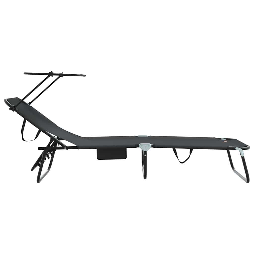 Folding Sun Lounger Folding 2 pcs Black 56 x 190 x 81cm Fabric