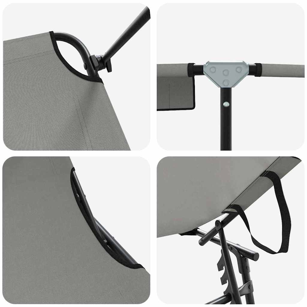 Folding Sun Lounger Folding 2 pcs Grey 56 x 190 x 81cm Fabric