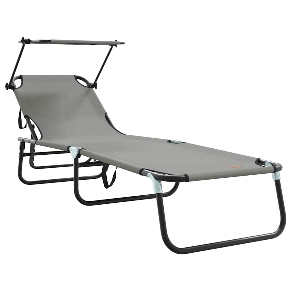Folding Sun Lounger Folding 2 pcs Grey 56 x 190 x 81cm Fabric