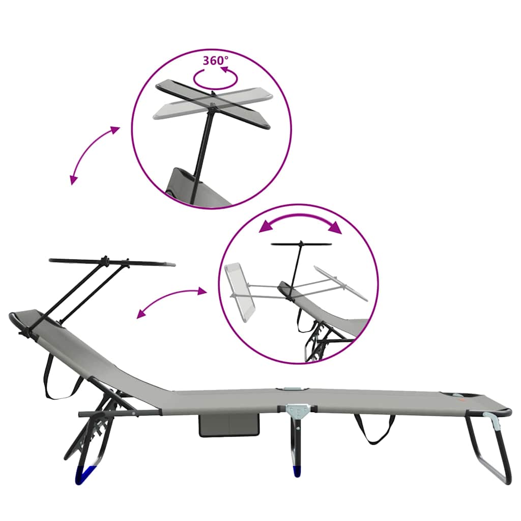 Folding Sun Lounger Folding 2 pcs Grey 56 x 190 x 81cm Fabric