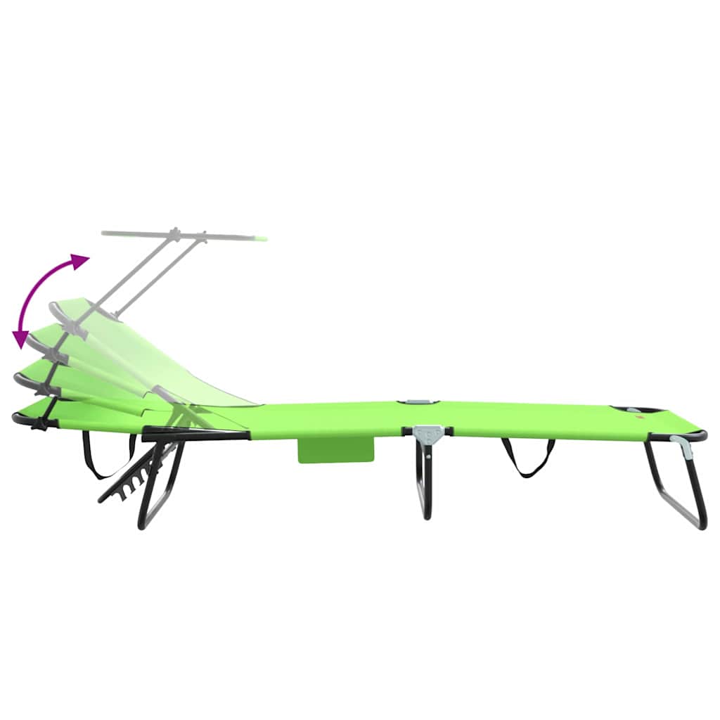 Folding Sun Lounger Folding 2 pcs Green 56 x 190 x 81cm Fabric