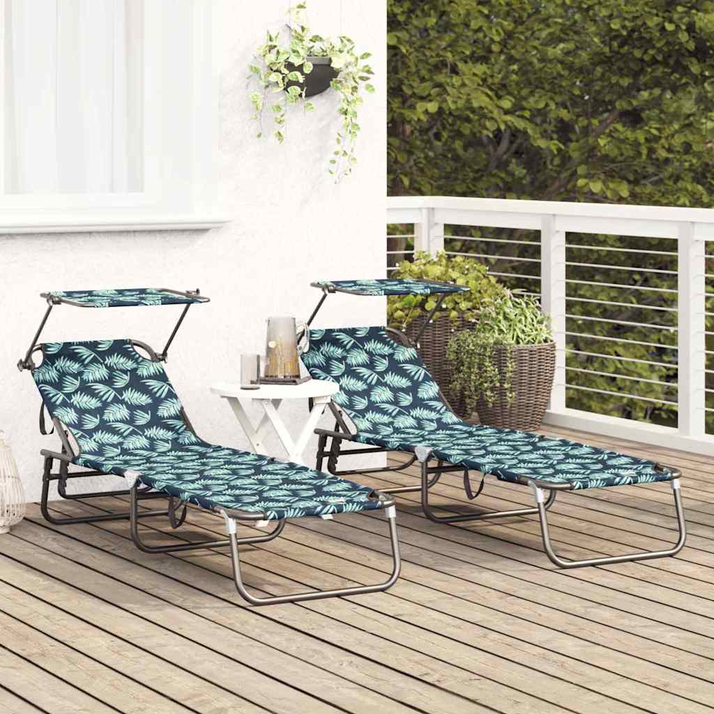 Folding Sun Lounger Folding 2 pcs Green 56 x 190 x 81cm Fabric