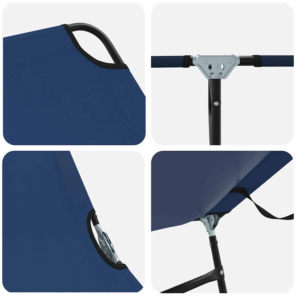 Folding Sun Lounger Folding Blue 56 x 189 x 87cm Fabric