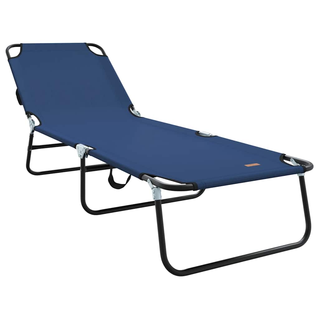 Folding Sun Lounger Folding Blue 56 x 189 x 87cm Fabric