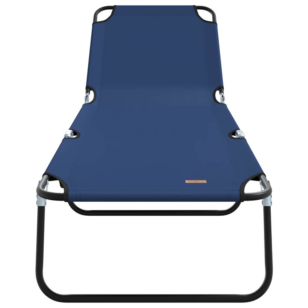 Folding Sun Lounger Folding Blue 56 x 189 x 87cm Fabric