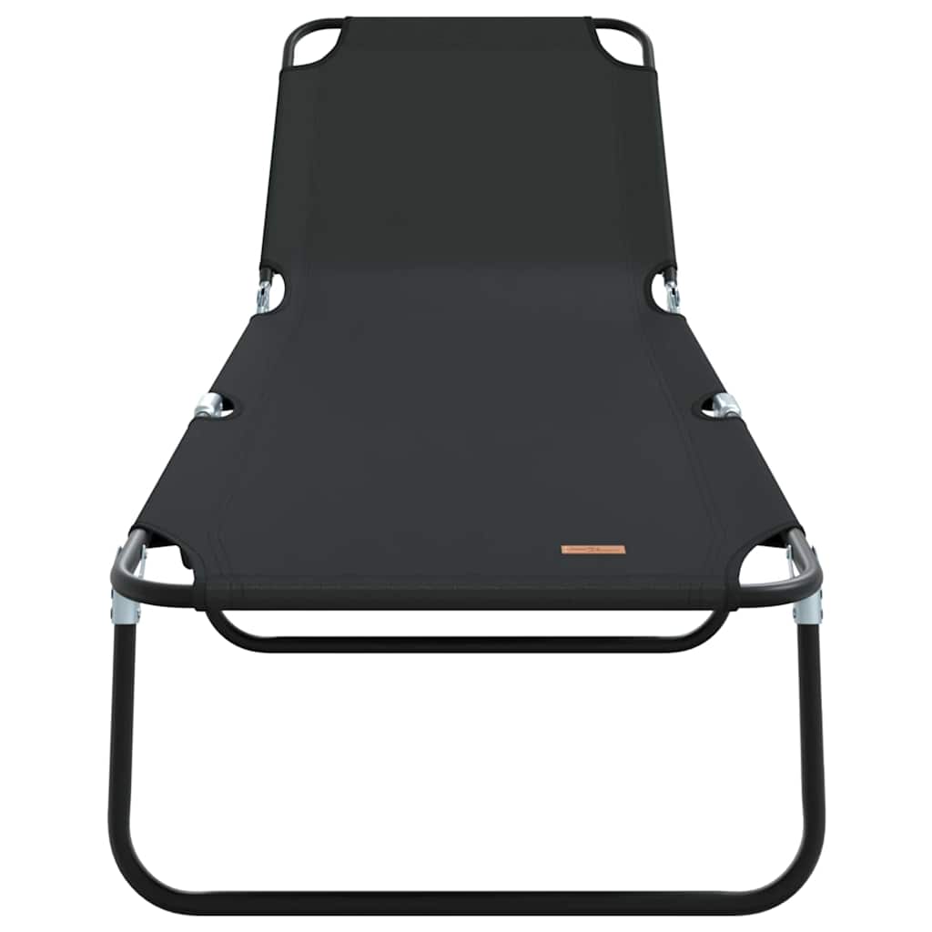 Folding Sun Lounger Folding Black 56 x 189 x 87cm Fabric