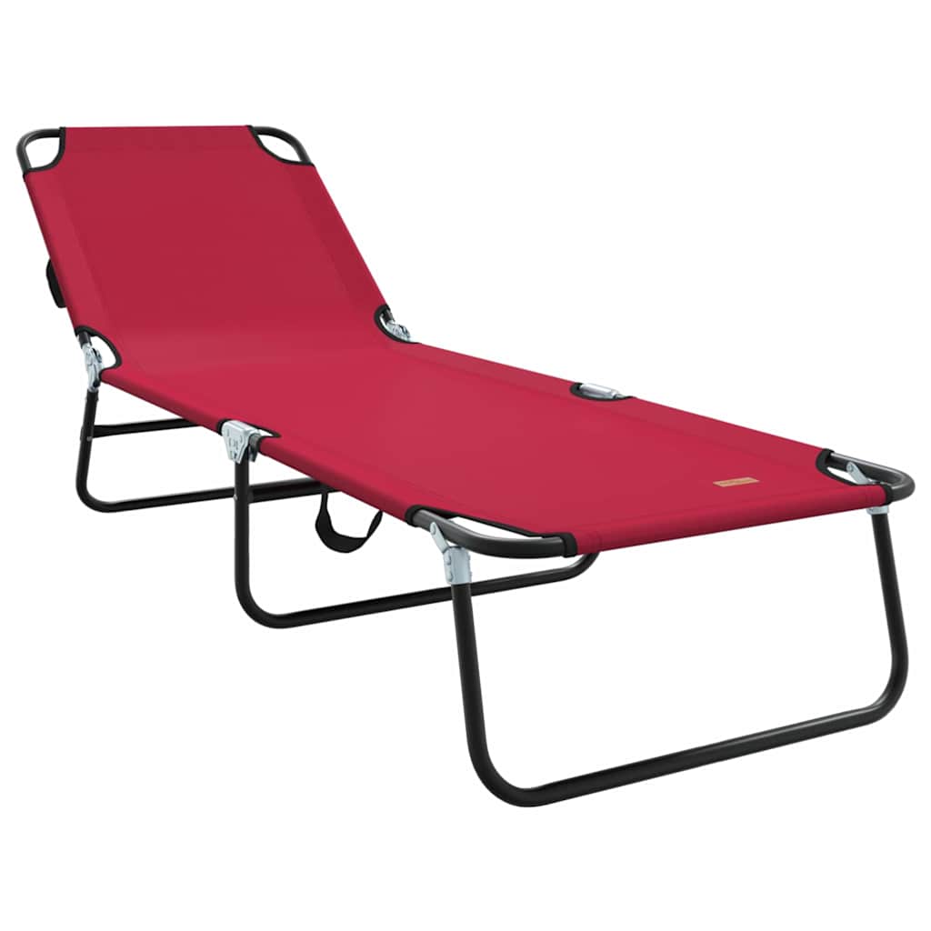 Folding Sun Lounger Folding 1-person Red 56 x 189 x 87cm Fabric
