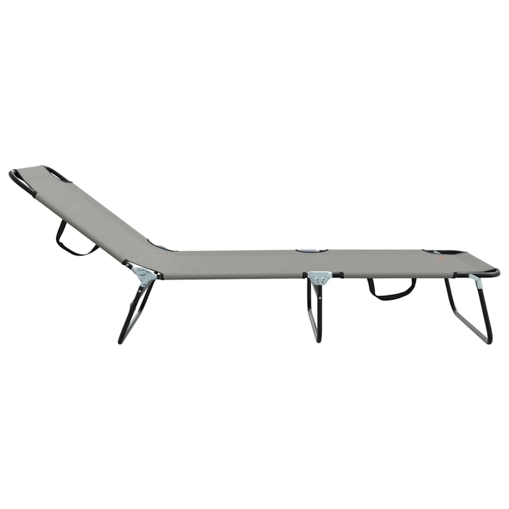 Folding Sun Lounger Folding Grey 56 x 189 x 87cm Fabric