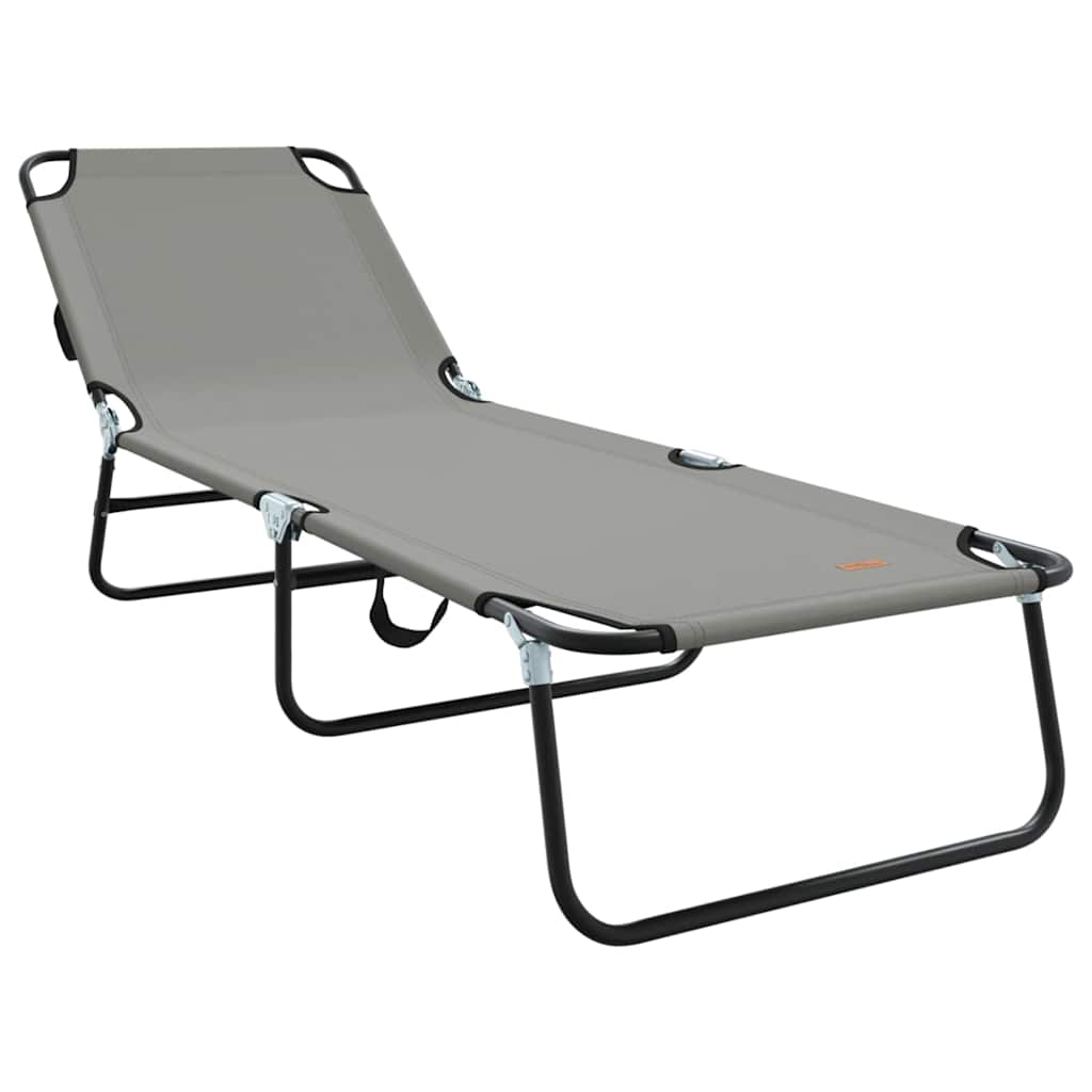 Folding Sun Lounger Folding 2 pcs Grey 56 x 189 x 87cm Fabric