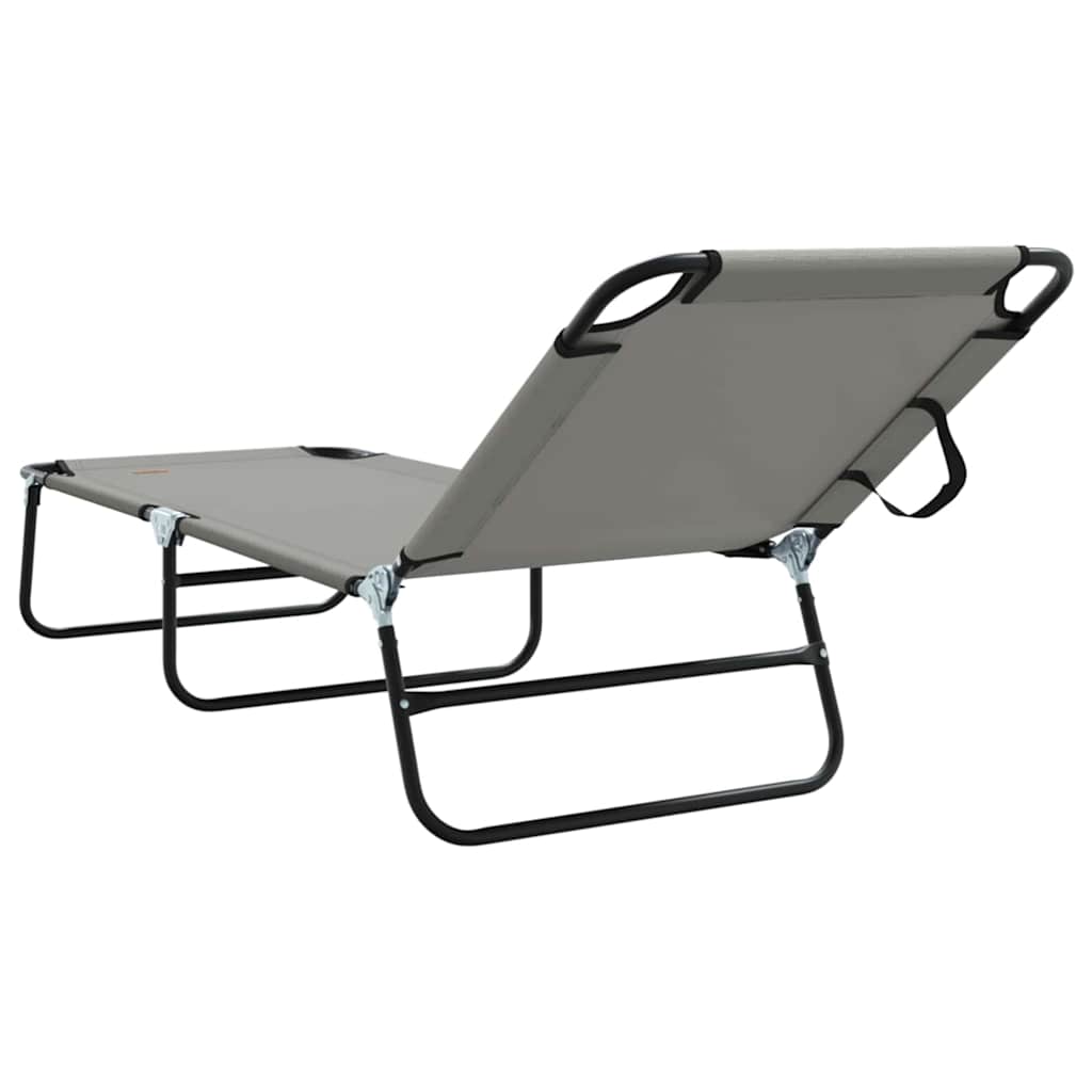 Folding Sun Lounger Folding 2 pcs Grey 56 x 189 x 87cm Fabric