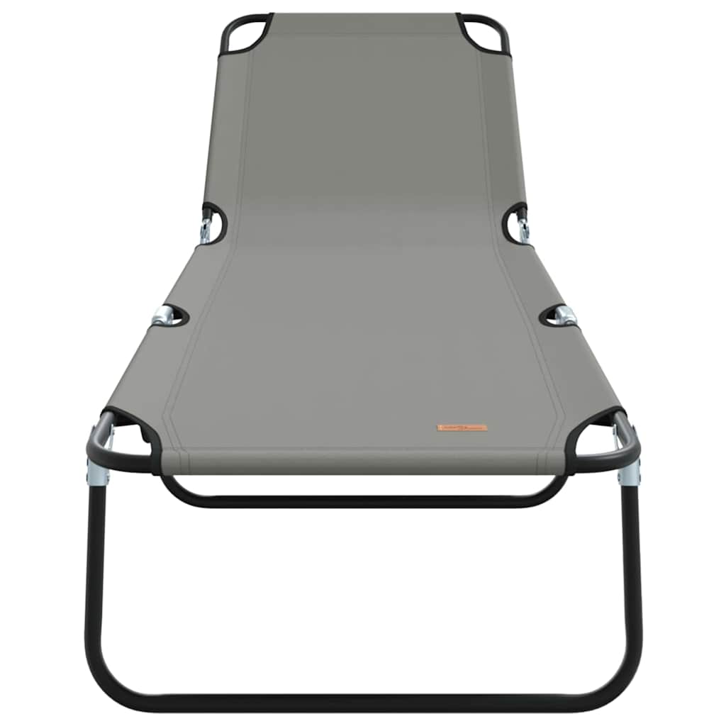Folding Sun Lounger Folding 2 pcs Grey 56 x 189 x 87cm Fabric