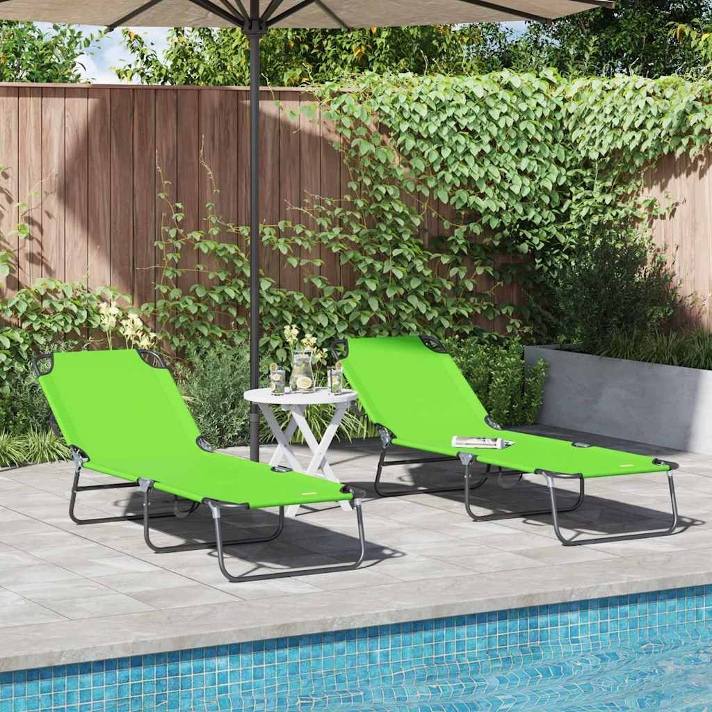 Folding Sun Lounger Folding 2 pcs Green 56 x 189 x 87cm Fabric