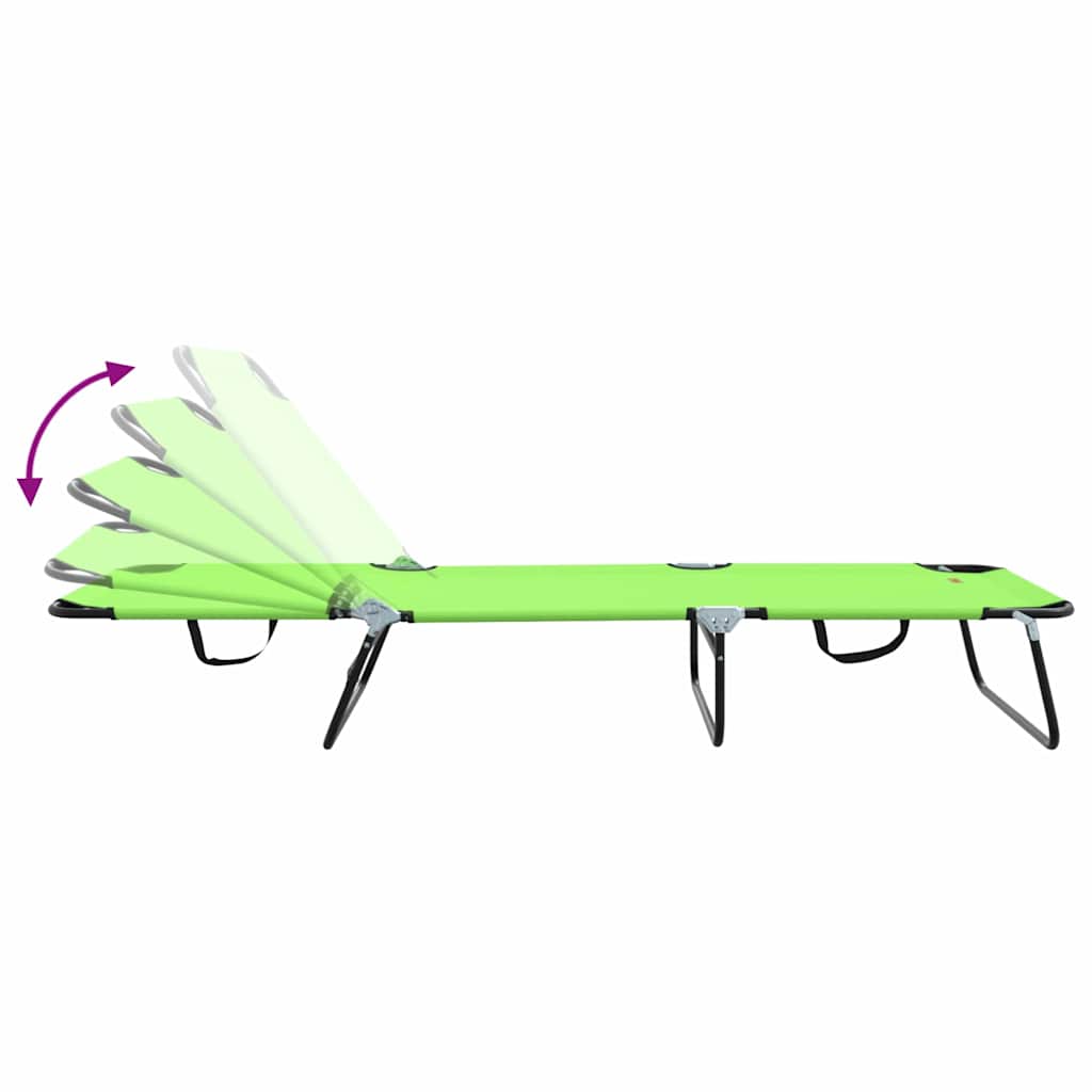 Folding Sun Lounger Folding 2 pcs Green 56 x 189 x 87cm Fabric