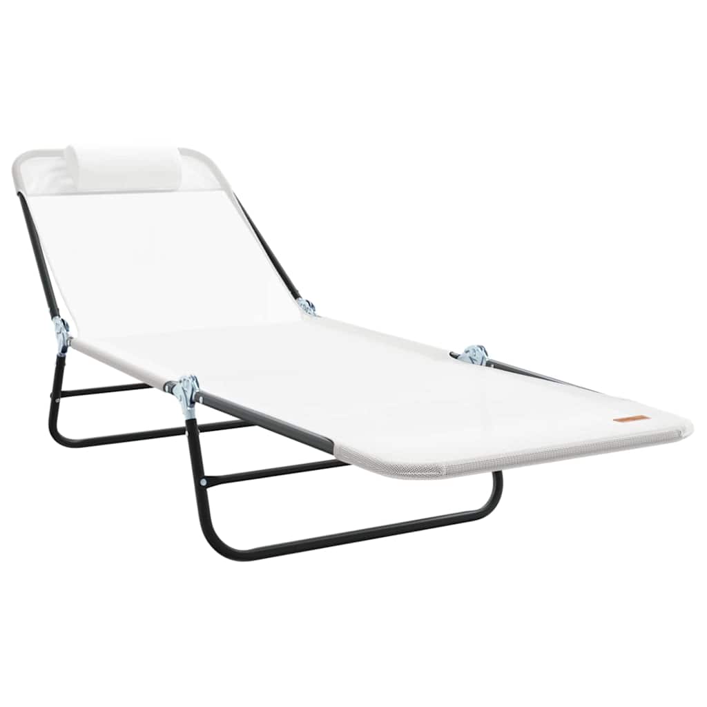 Folding Sun Lounger Folding Cream 182 x 55 x 85.5cm Textilene