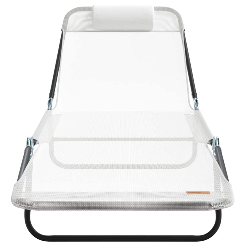 Folding Sun Lounger Folding Cream 182 x 55 x 85.5cm Textilene