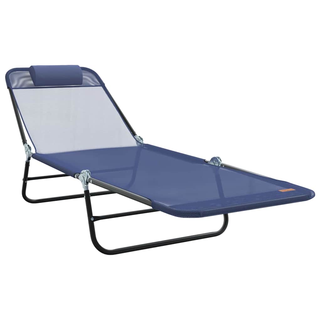 Folding Sun Lounger Folding Navy 182 x 55 x 85.5cm Textilene
