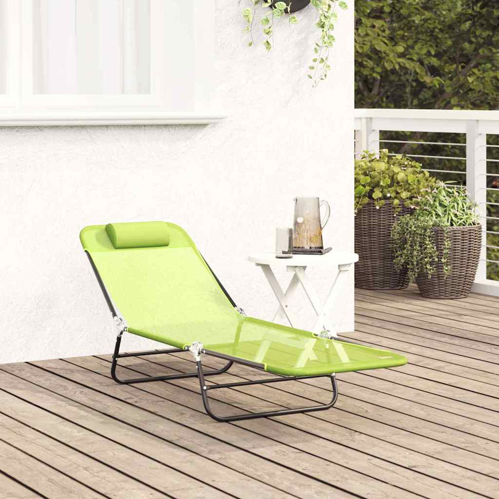 Folding Sun Lounger Folding Green 182 x 55 x 85.5cm Metal