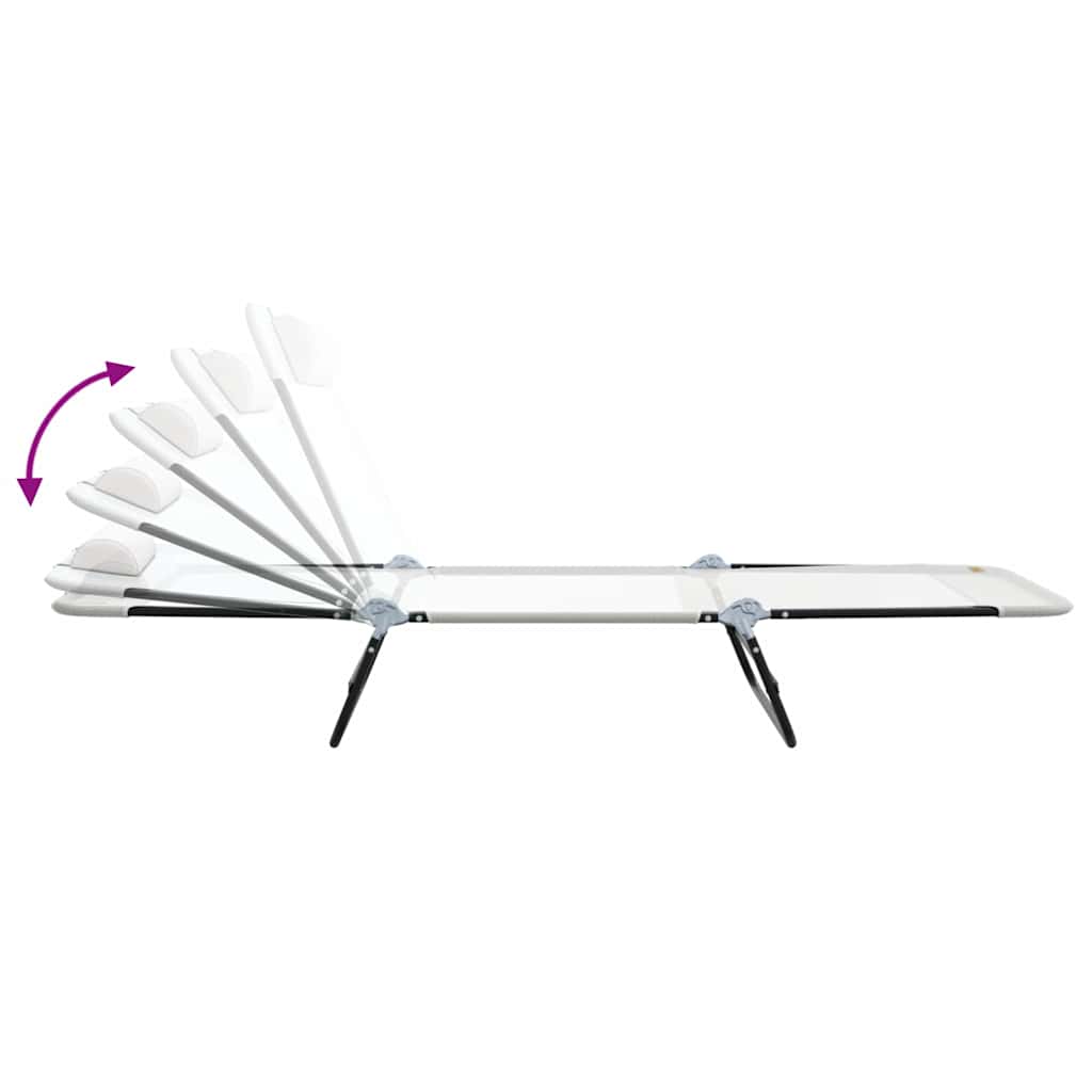 Folding Sun Lounger 2 pcs Cream 182 x 55 x 85.5cm Textilene