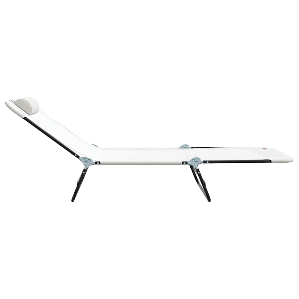 Folding Sun Lounger 2 pcs Cream 182 x 55 x 85.5cm Textilene