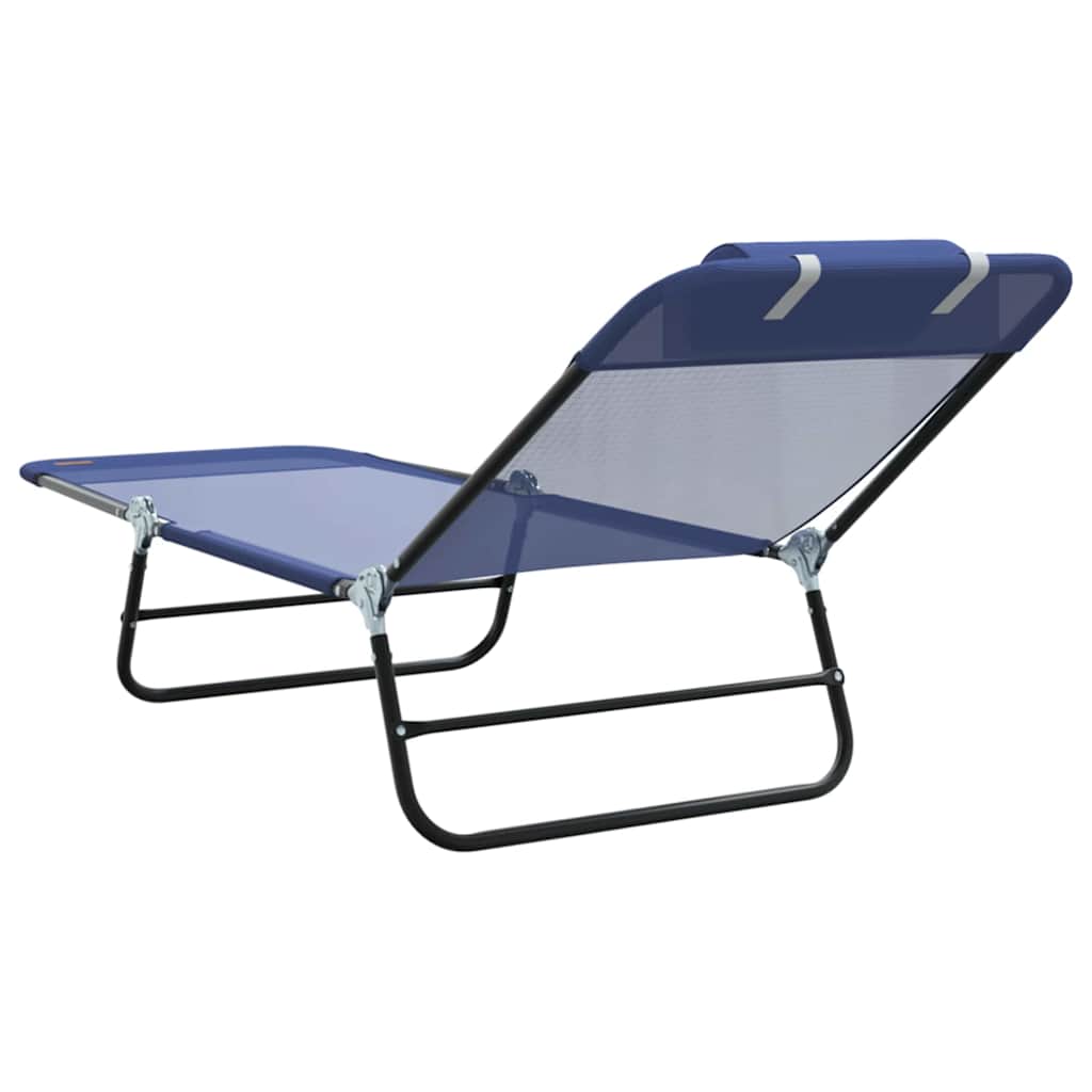 Folding Sun Lounger 2 pcs Navy 182 x 55 x 85.5cm Textilene
