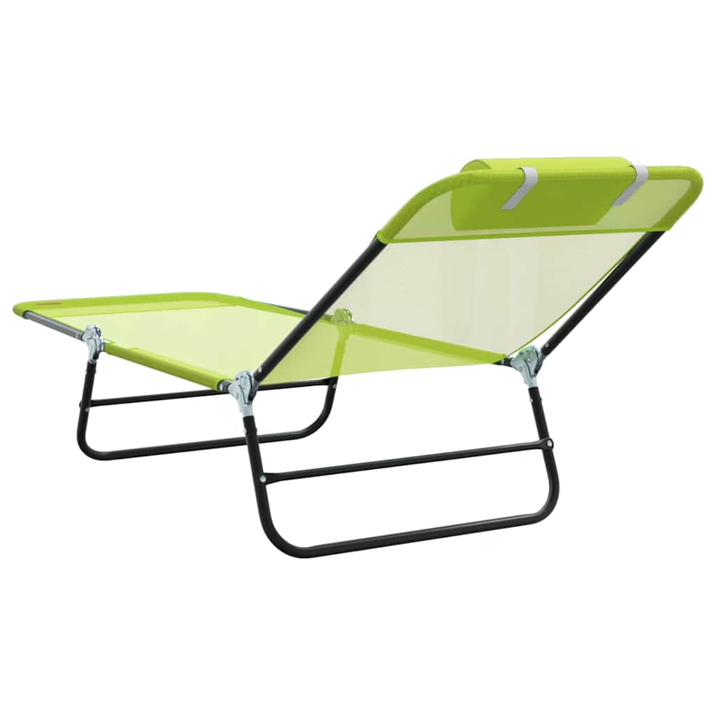 Folding Sun Lounger 2 pcs Green 182 x 55 x 85.5cm Textilene