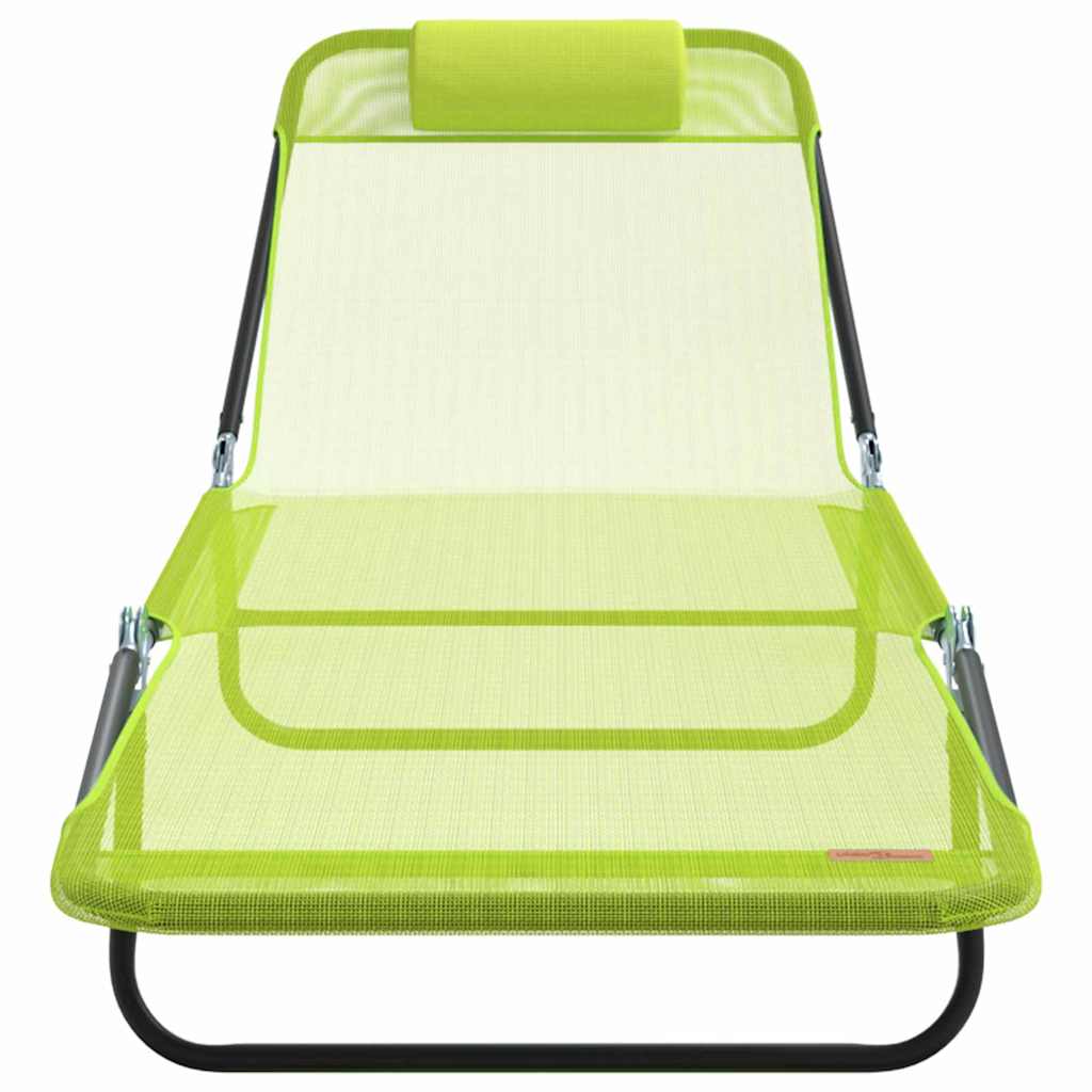 Folding Sun Lounger 2 pcs Green 182 x 55 x 85.5cm Textilene
